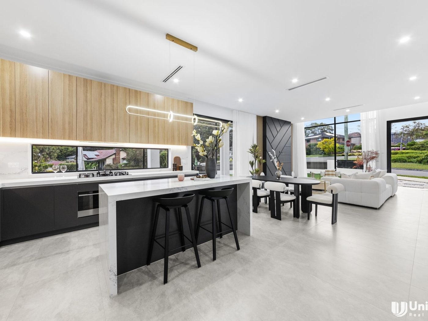 Open plan kitchen and living